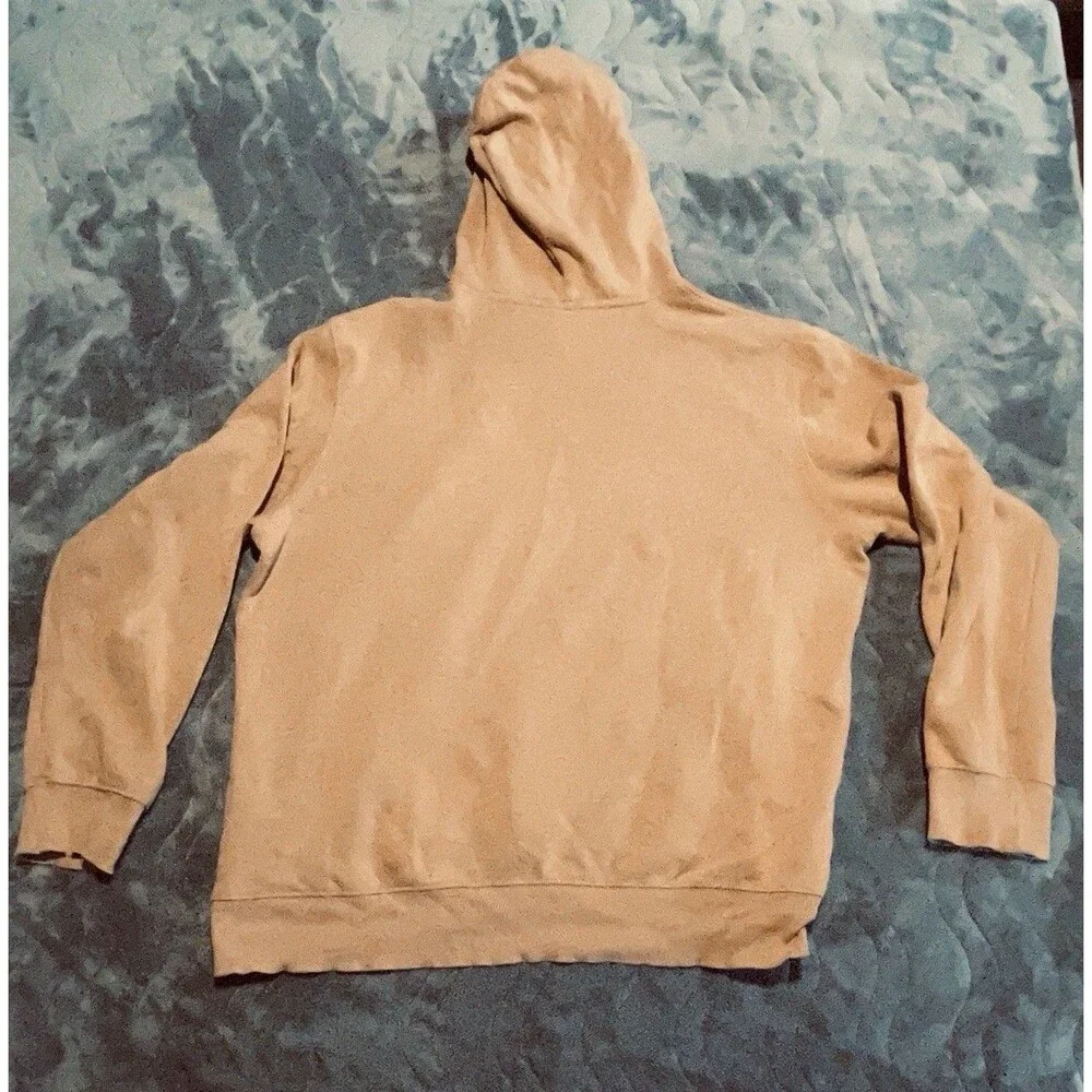The North Face Men's Tan Graphic Logo Pullover Hoodie Fleece Pockets Size L